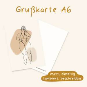 Postkarte Lineart "Superwoman" - in lila oder creme