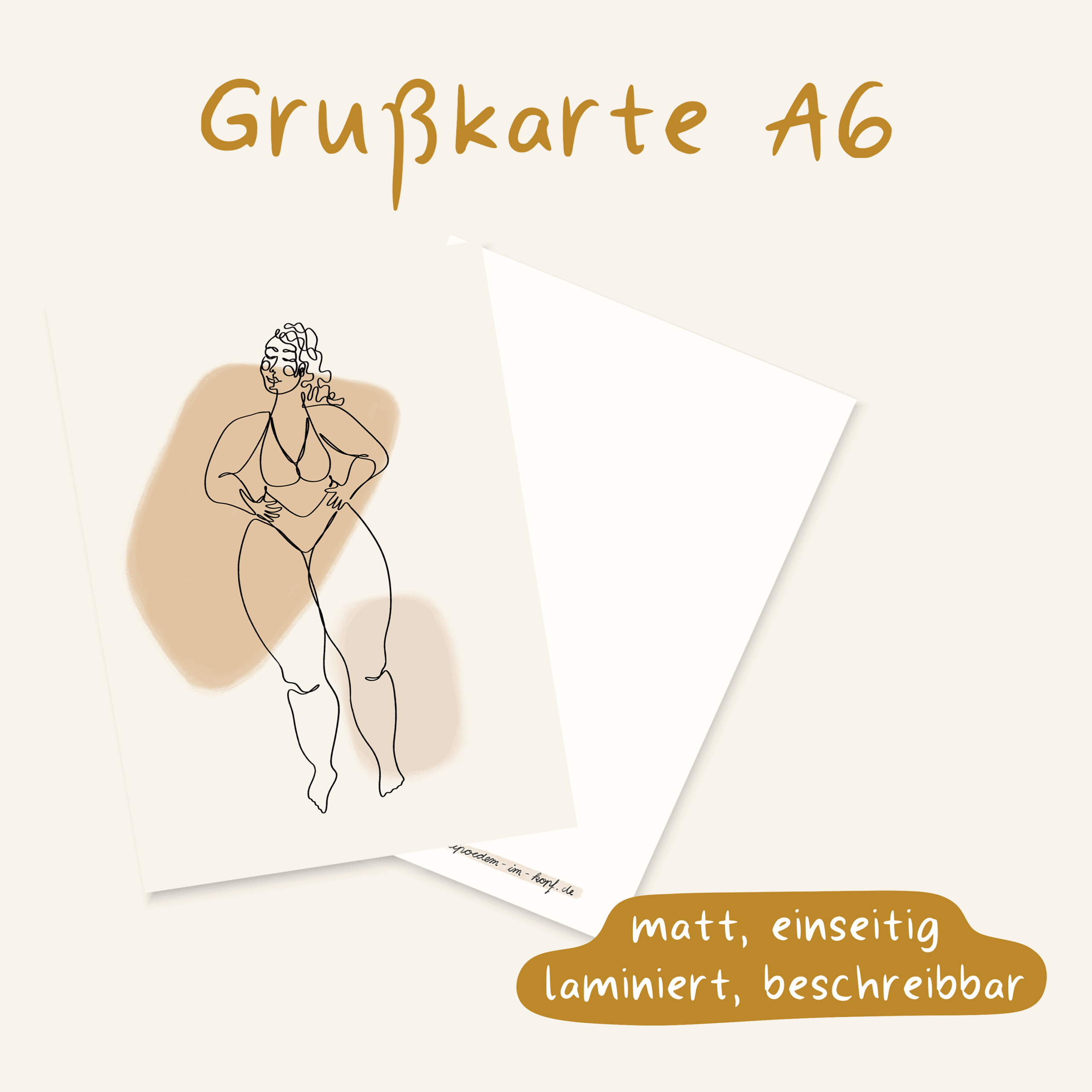 Postkarte Lineart "Superwoman" - in lila oder creme