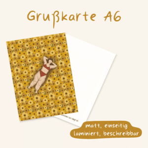 Postkarte "Frau in gelber Blumenwiese"