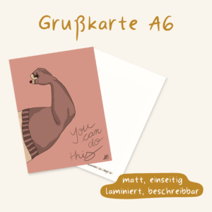 Postkarte "Du schaffst das" mit Kompression - in blau oder pink