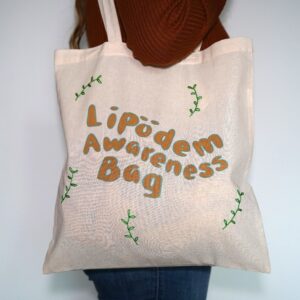 Henkeltasche "Lipödem Awareness Bag" Natur - handbemalt / bestickt