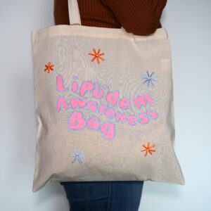 Henkeltasche "Lipödem Awareness Bag" Blumen - handbemalt / bestickt
