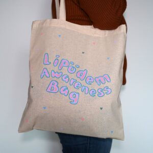 Henkeltasche "Lipödem Awareness Bag" Herzen - handbemalt / bestickt