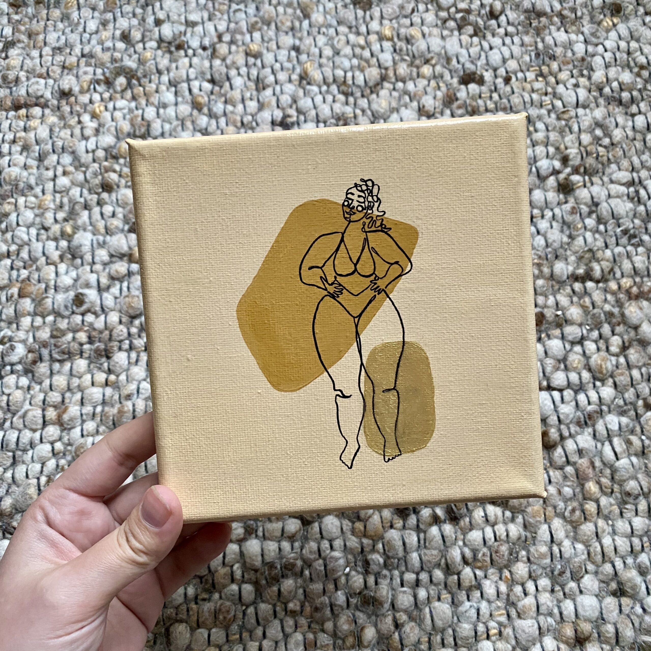 Original auf Leinwand "Line-Art Superwoman" 15x15 cm, 2024 – Bild 2