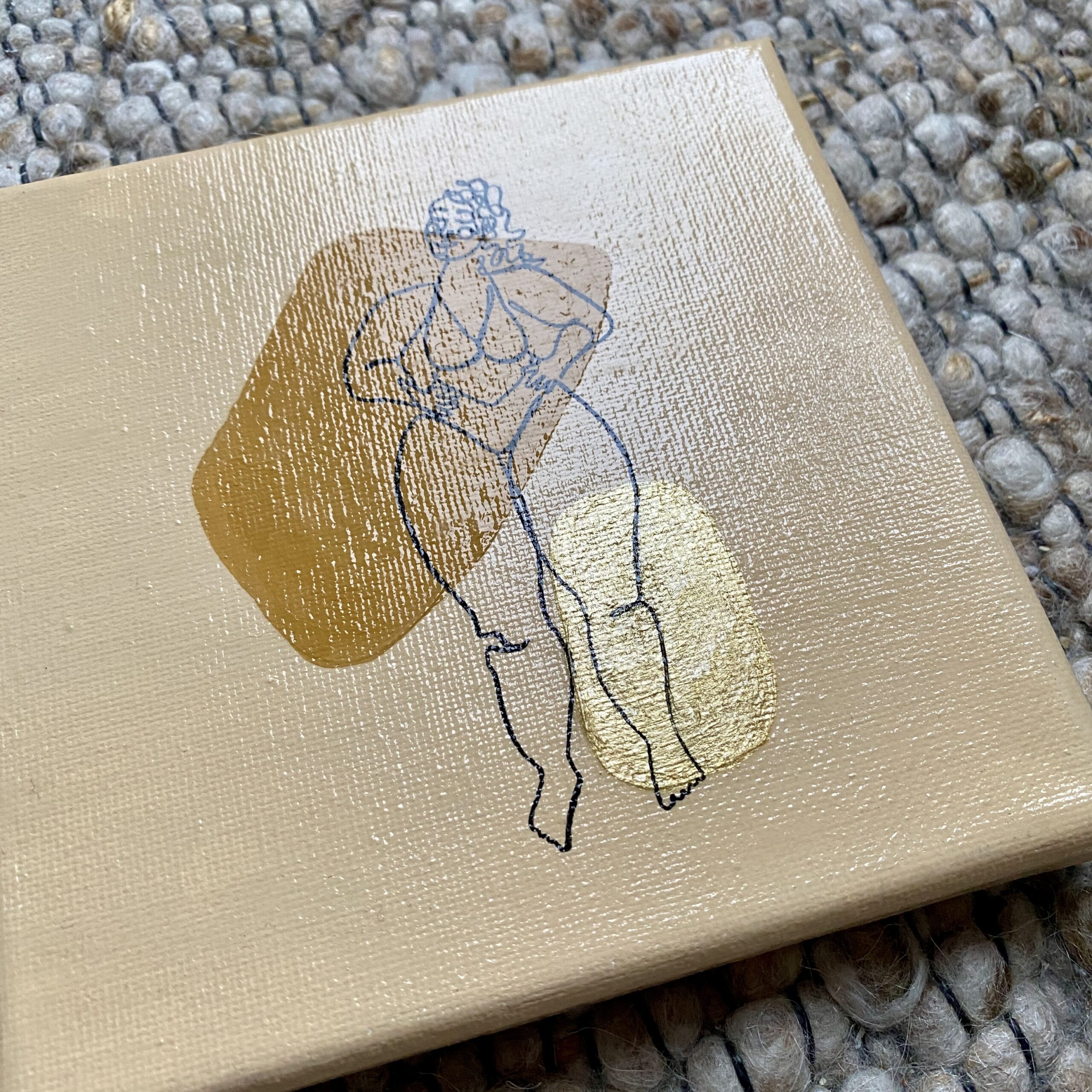 Original auf Leinwand "Line-Art Superwoman" 15x15 cm, 2024 – Bild 3