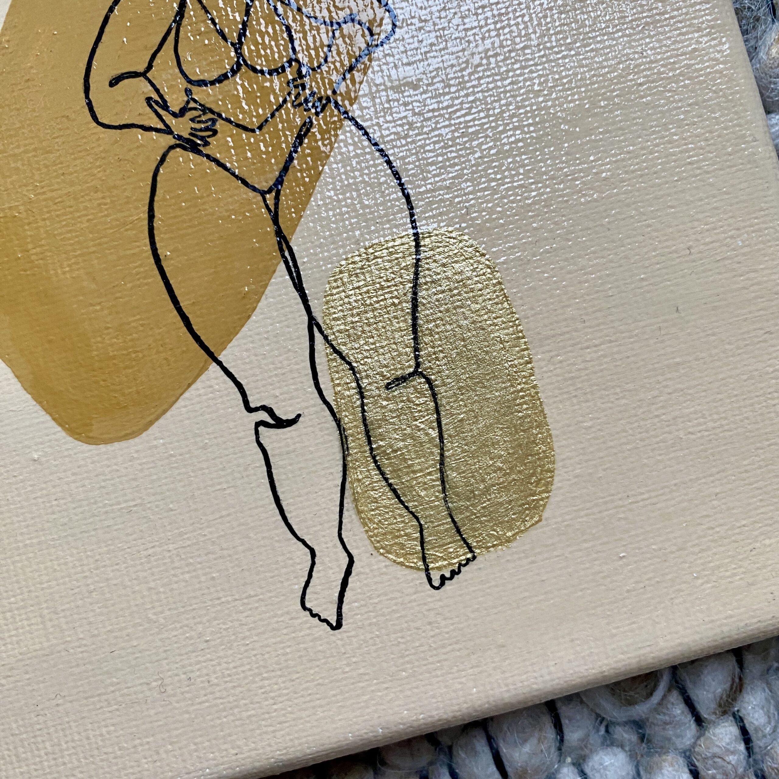 Original auf Leinwand "Line-Art Superwoman" 15x15 cm, 2024 – Bild 4