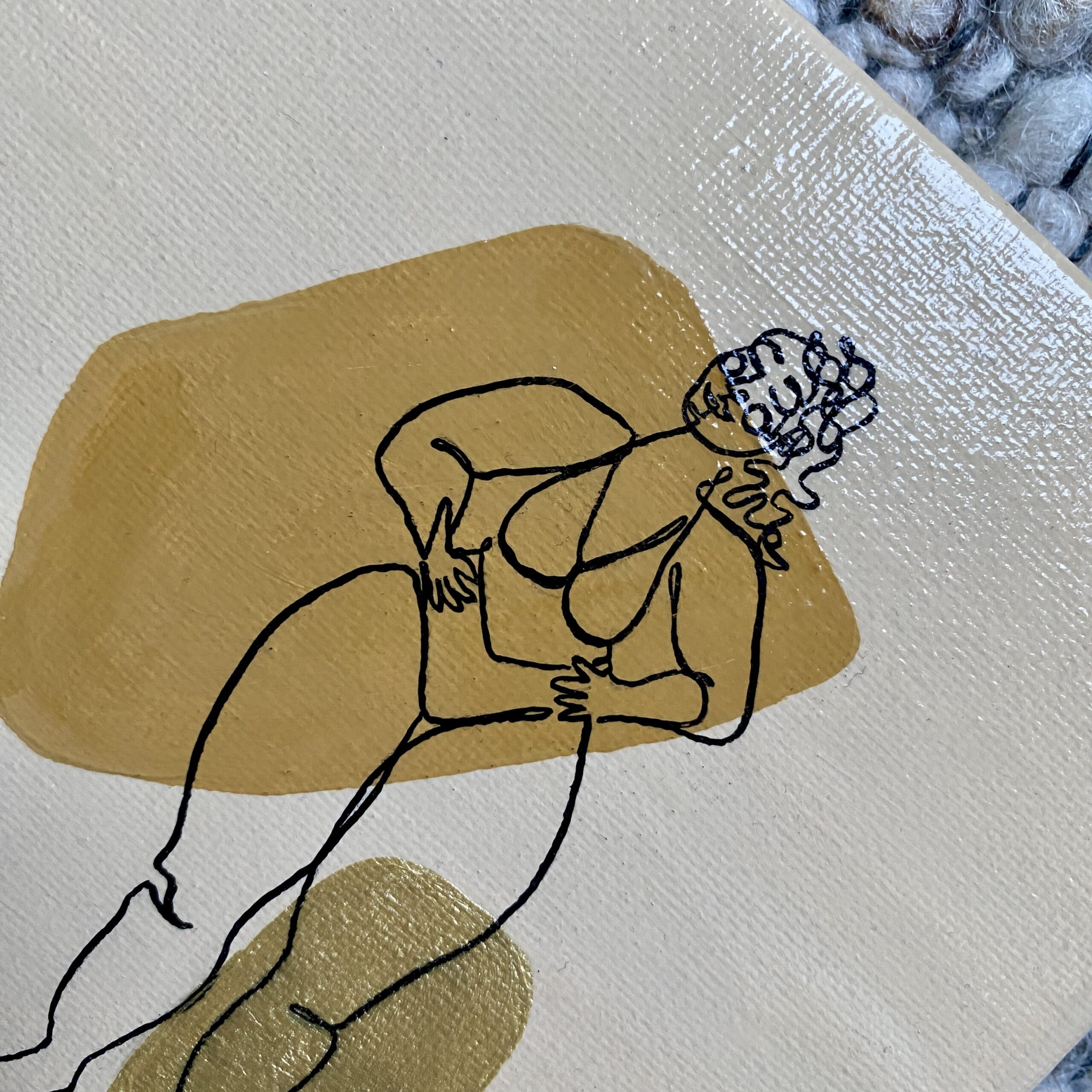 Original auf Leinwand "Line-Art Superwoman" 15x15 cm, 2024 – Bild 5