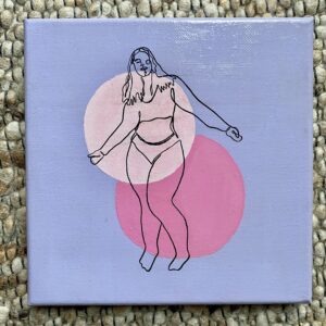 Original auf Leinwand "Line-Art Umarmung" 20x20 cm, 2024