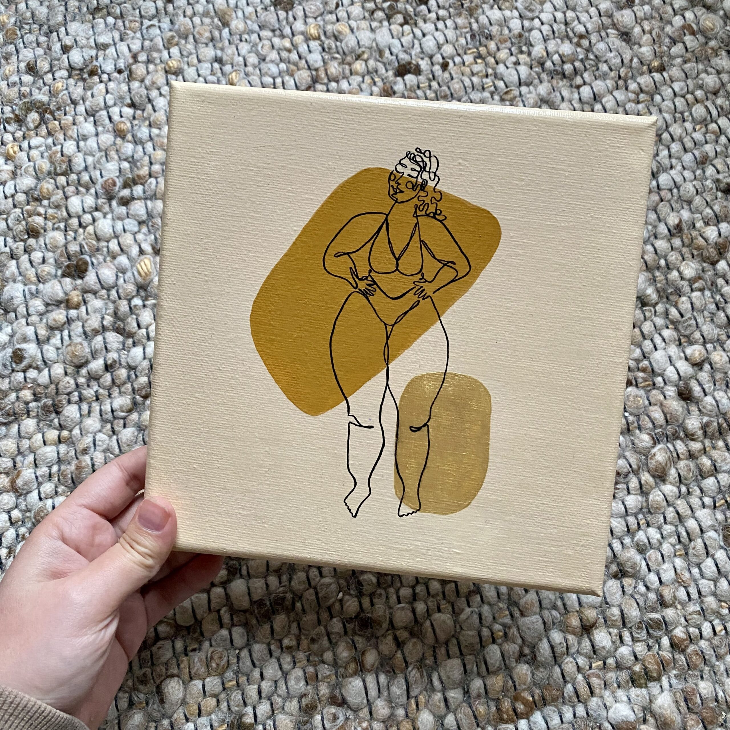 Original auf Leinwand "Line-Art Superwoman" 20x20 cm, 2024 – Bild 2