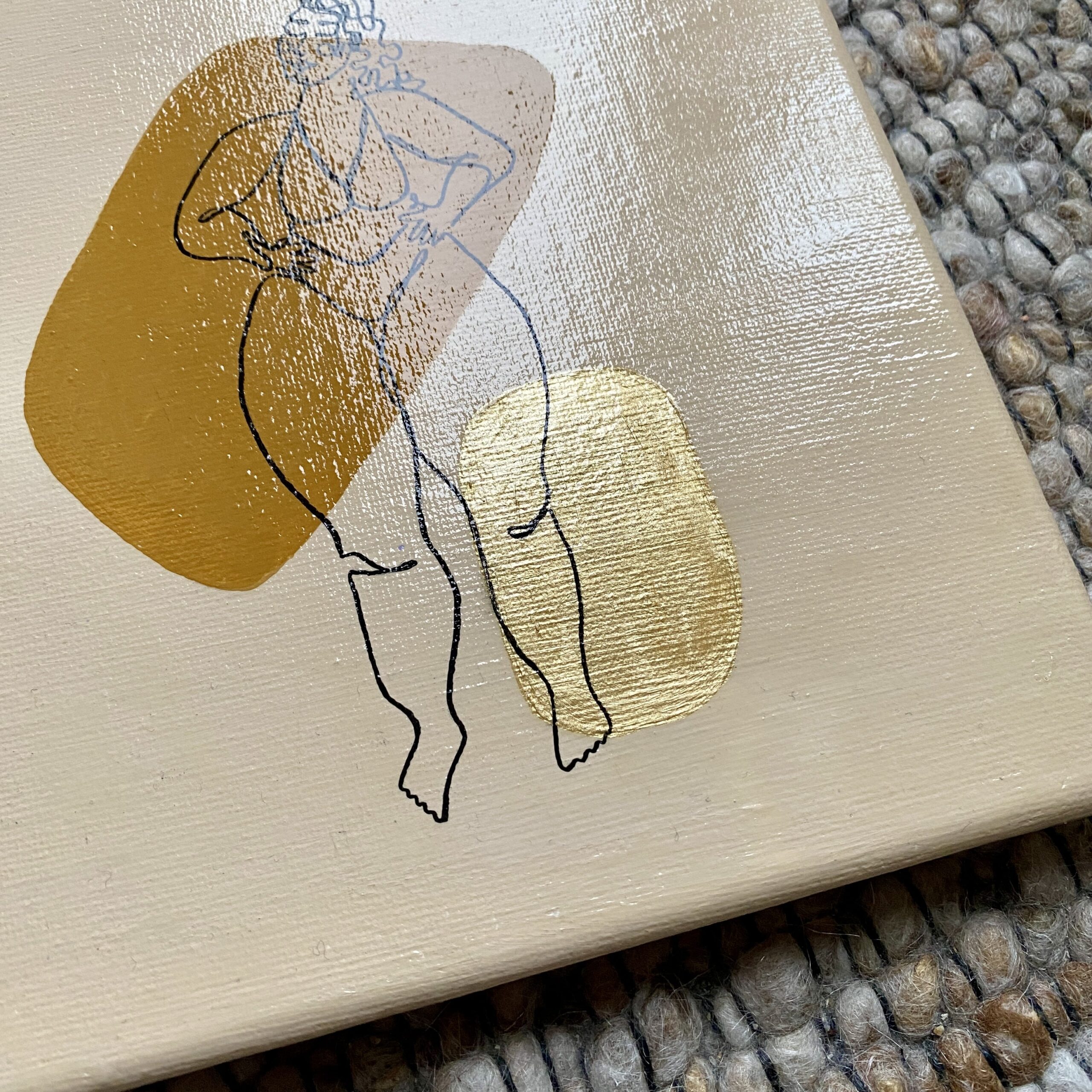 Original auf Leinwand "Line-Art Superwoman" 20x20 cm, 2024 – Bild 3