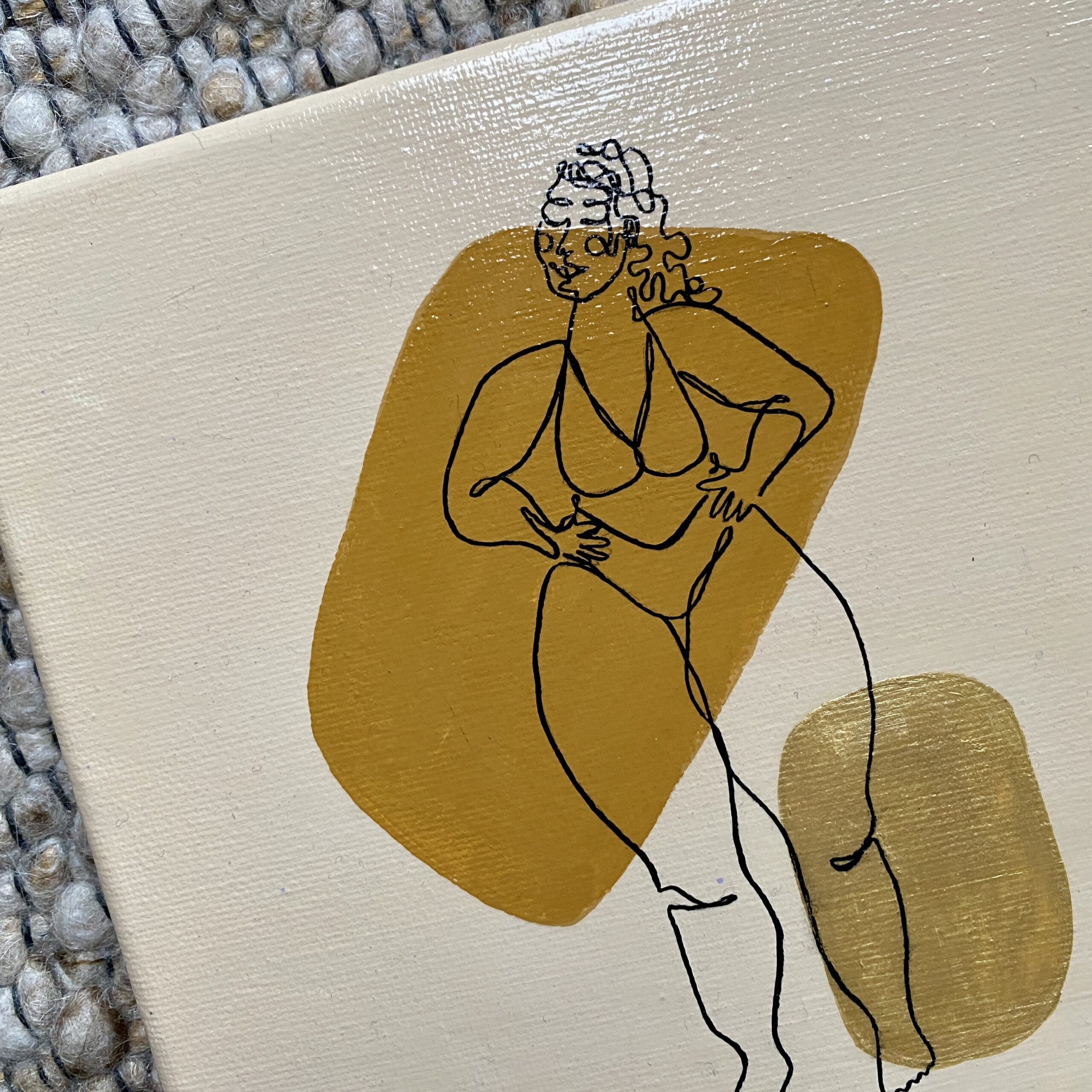 Original auf Leinwand "Line-Art Superwoman" 20x20 cm, 2024 – Bild 4