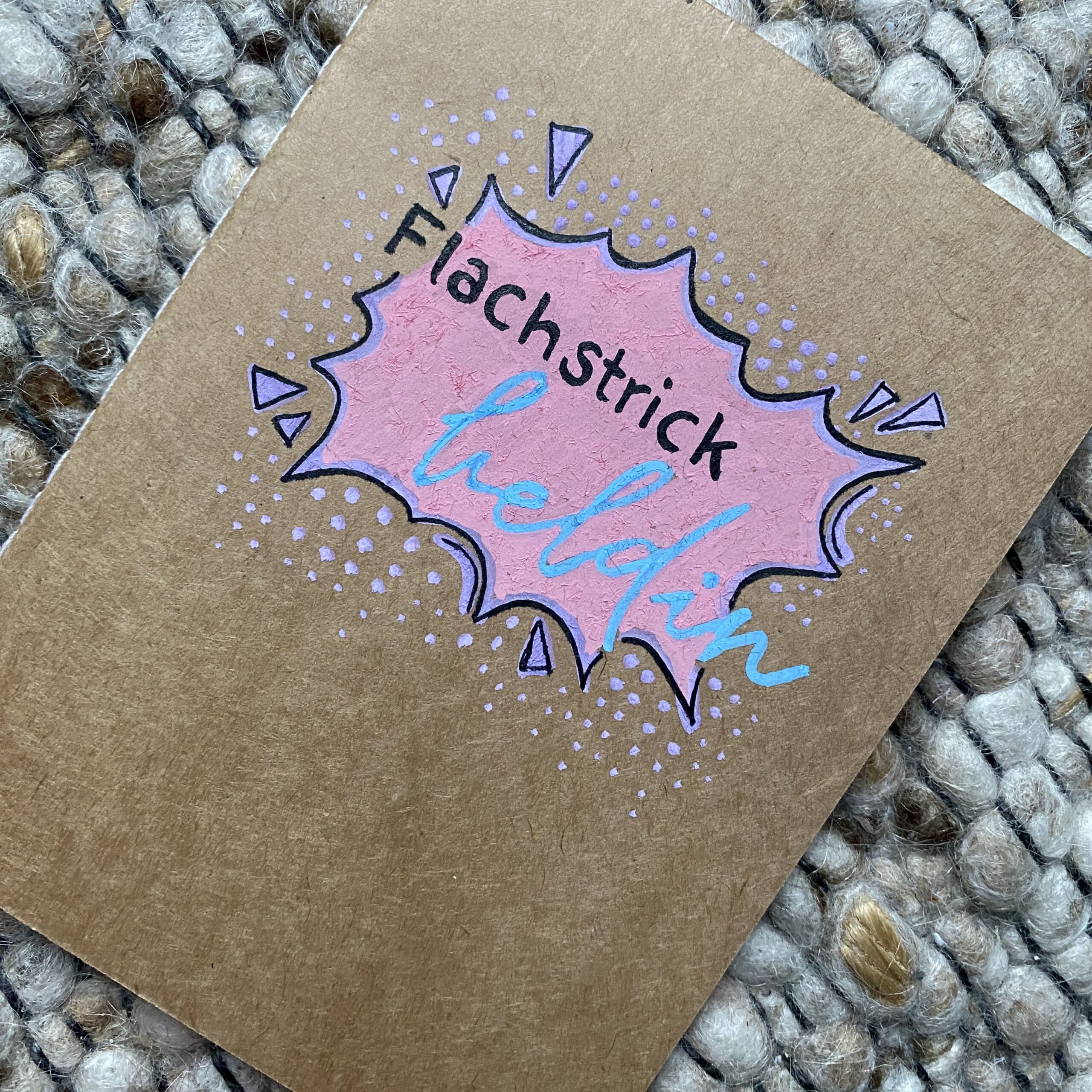 Heft DIN A6 "Flachstrickheldin" Pink - handbemalt – Bild 3