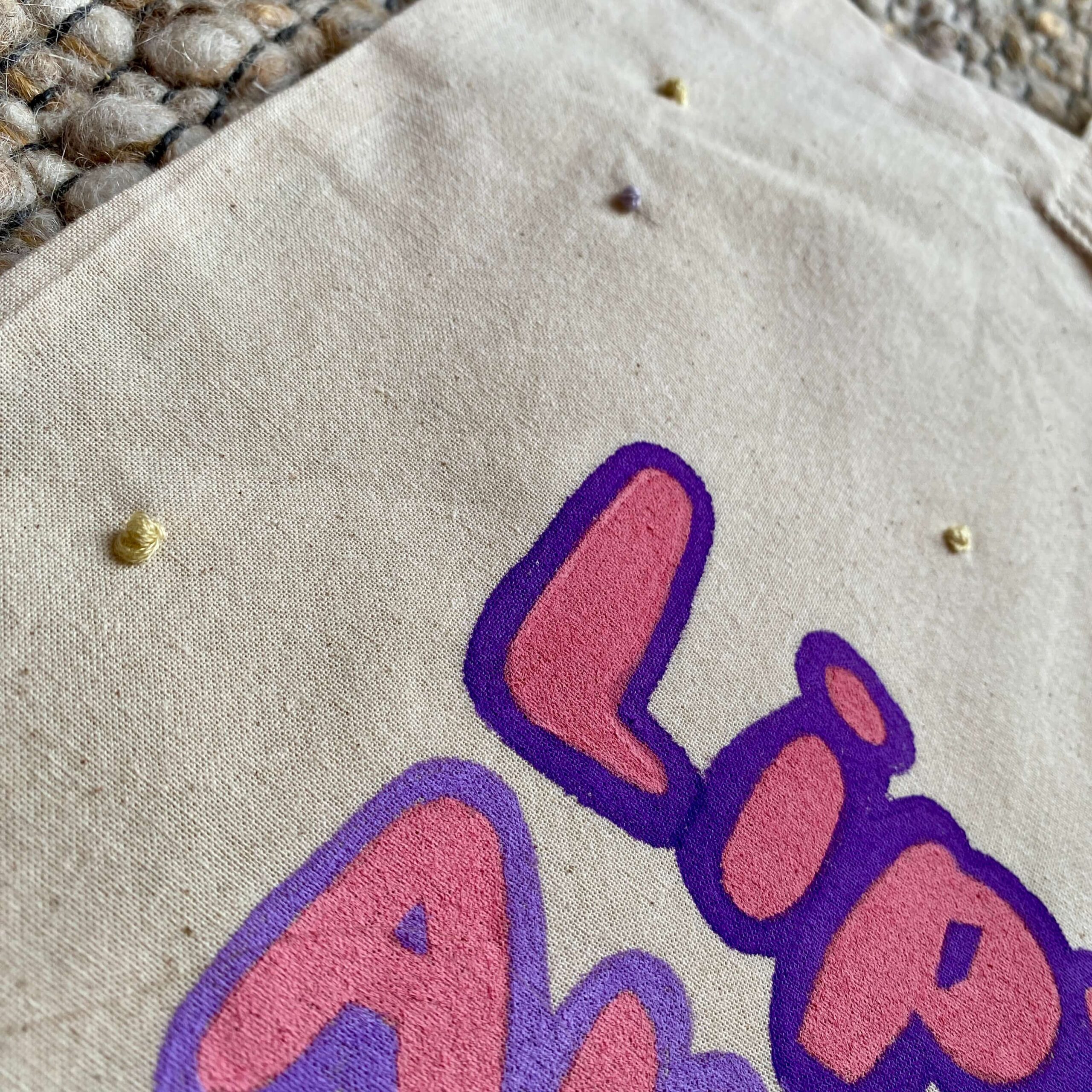 Henkeltasche "Lipödem Awareness Bag" Pünktchen - handbemalt / bestickt – Bild 4