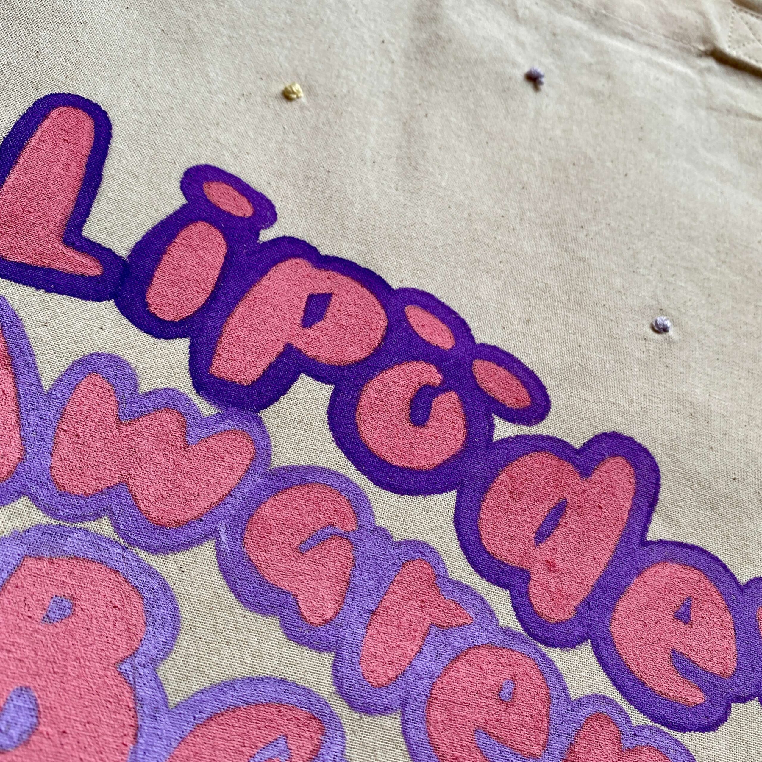 Henkeltasche "Lipödem Awareness Bag" Pünktchen - handbemalt / bestickt – Bild 2