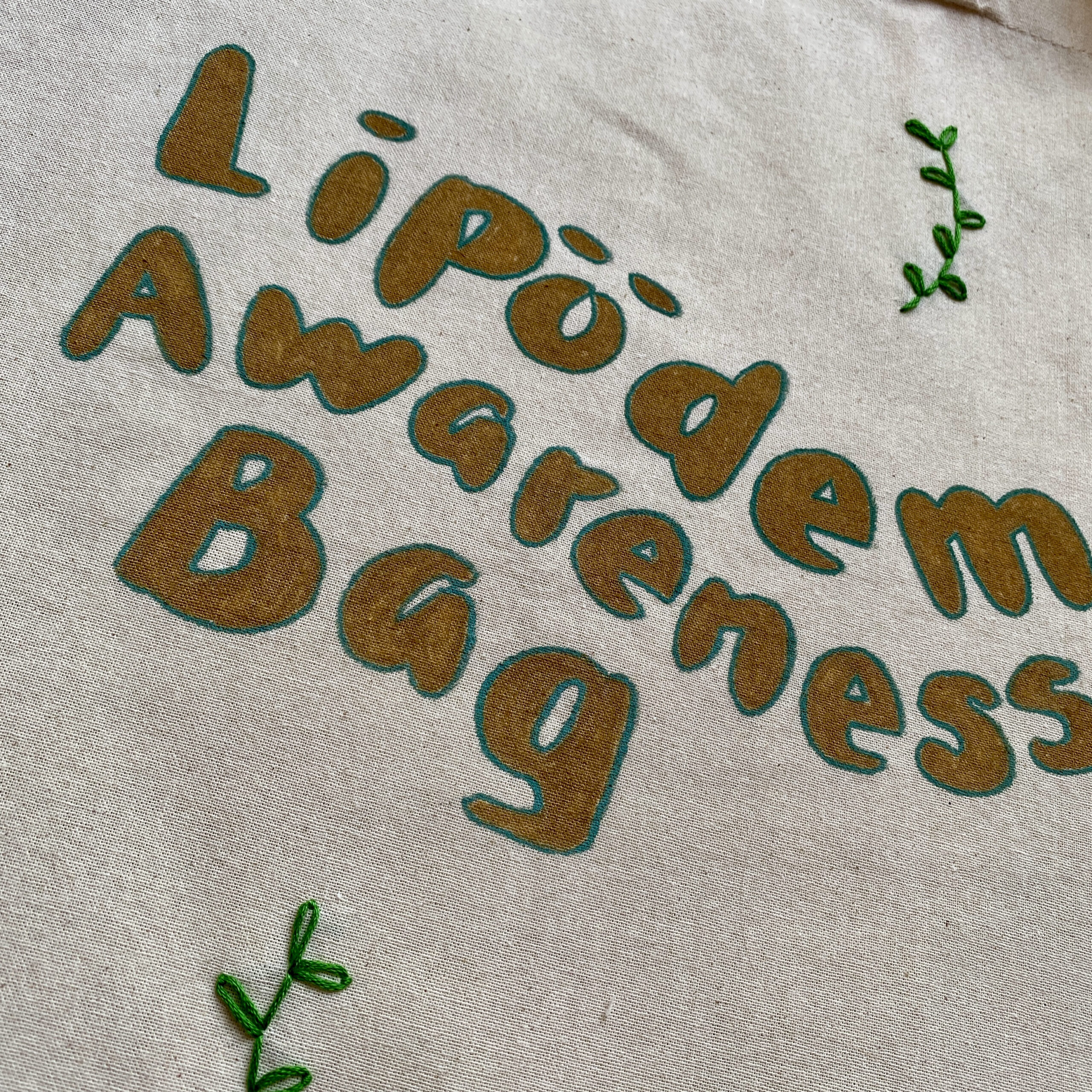 Henkeltasche "Lipödem Awareness Bag" Natur - handbemalt / bestickt – Bild 3